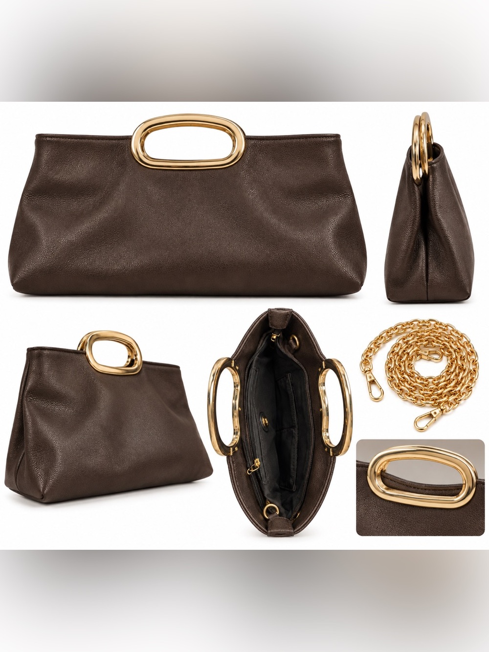 Charming Charlie’s Brown Purse with gold trim